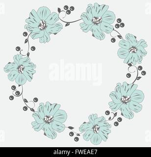Vektor-Illustration von Vintage Kranz mit Blumen und wirbelt Stock Vektor