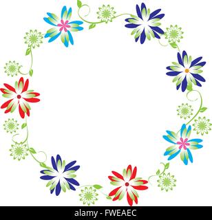 Vektor-Illustration von Vintage Kranz mit Blumen und wirbelt Stock Vektor
