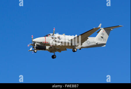 168205, Beechcraft Turboprop UC12W, Huron, USMC, uns Marine Transport Geschwader Belle Chasse im Endanflug nach Kopenhagen CPH. Stockfoto