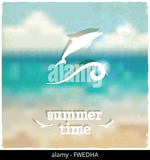 Delphin auf marine unscharfen Hintergrund - Vektor-illustration Stock Vektor