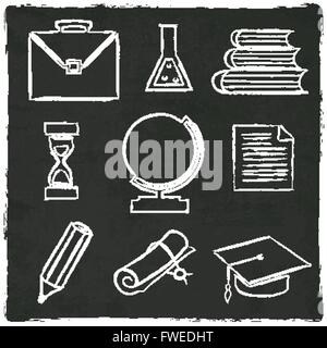 Bildung-Symbole am alten schwarzen Brett - Vektor-illustration Stock Vektor