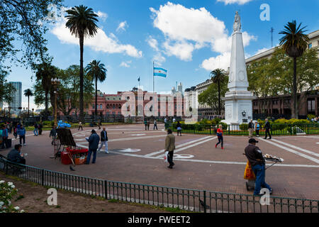 Ansicht der Plaza de Mayo und Casa Rosada in Buenos Aires, Argentinien Stockfoto