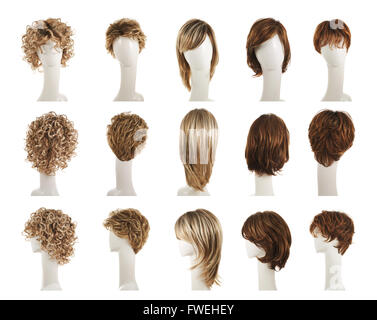 Haar-Perücke über die Mannequin Head-set Stockfoto