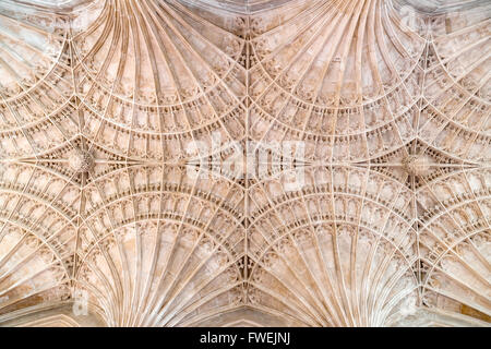 Ventilator Decke Tresor in der Apsis am östlichen Ende der christlichen Kathedrale von St. Peter, St. Paul und St. Andrew, Peterborough. Stockfoto