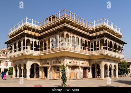 Mubarak Mahal, Stadtschloss, rosa Stadt Jaipur, Rajasthan, Indien Stockfoto