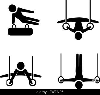 Eine Gruppe von gymnastischen Symbole im Silhouette Stil, Vektor Stock Vektor