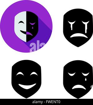 Satz von Emotion-Maske im Silhouette Stil, Vector-Objekt Stock Vektor