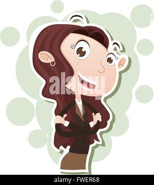 Cartoon-lächelnden Business-Frau mit verschränkten Armen. Stock Vektor