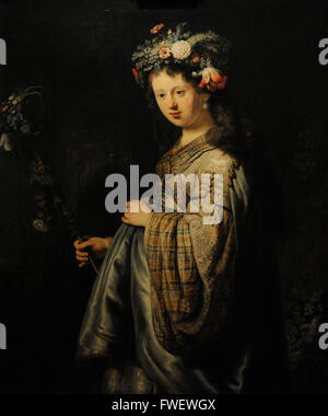 Rembrandt Harmenszoon van Rijn (1606-1669). Niederländischer Maler. Flora, 1634. Die Eremitage. Sankt Petersburg. Russland. Stockfoto