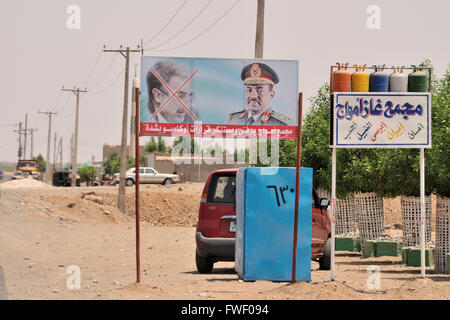 Plakat zu unterstützen Präsident Omar al-Beshir, Port Sudan Stockfoto