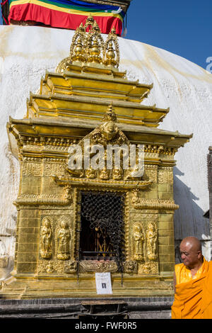 Nepal, Kathmandu, Swayambhunath.  Schrein des Buddha. Stockfoto