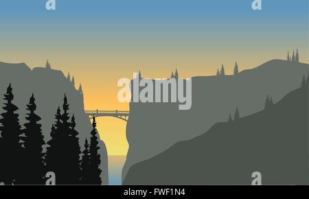 Landschaft der Klippe bei Sonnenuntergang Stock Vektor