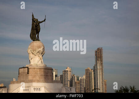 Vasco Núñez de Balboa Denkmal. Panama-Stadt. Panama Stockfoto