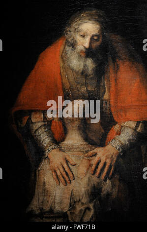 Rembrandt Harmenszoon van Rijn (1606-1669). Niederländischer Maler. Die Rückkehr des verlorenen Sohnes, Ca. 1668. Öl auf Leinwand. Detail. Die Eremitage. Sankt Petersburg. Russland. Stockfoto