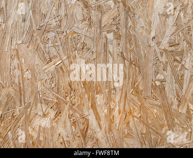 Textur von einer OSB-Platten orientierte Ausrichtung Brett in Nahaufnahme Stockfoto