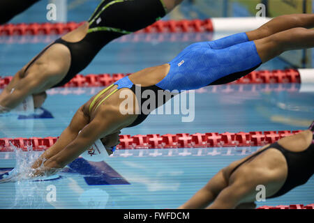 Tokio, Japan. 4. April 2016. Rikako Ikee Schwimmen: Japan Meisterschaft (JAPAN schwimmen 2016) Frauen Schwimmen 100m Schmetterling Halbfinale Tatsumi International Swimming Center in Tokio, Japan. Bildnachweis: AFLO SPORT/Alamy Live-Nachrichten Stockfoto