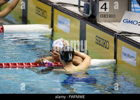 (L, R) Rikako Ikee, Natsumi Hoshi, 4.-10. APRIL 2016 - Schwimmen: Japan Meisterschaft (JAPAN schwimmen 2016) Frauen Schwimmen 100m Schmetterling-Finale Tatsumi International Swimming Center in Tokio, Japan. (Foto: AFLO SPORT) Stockfoto