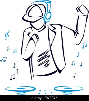 DJ mischen von Musik Stock Vektor