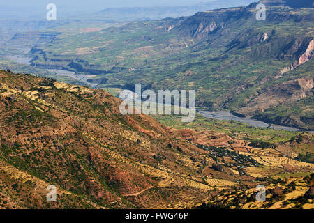 Wunderschöne Landschaft des Rift Valley in Äthiopien, in der Nähe von Debre Libanos fotografiert Stockfoto