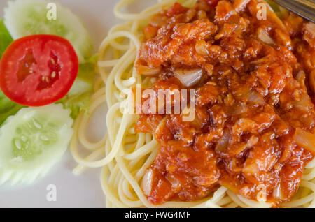 Spaghetti mit Thunfisch Stockfoto