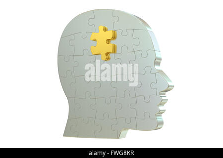 Kopf-puzzle, 3D-Rendering isolierten auf weißen Hintergrund Stockfoto
