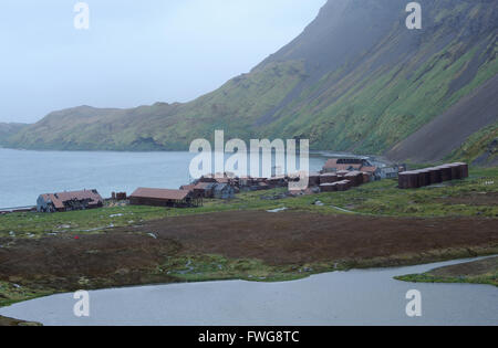 Die zerstörten verlassene Walfangstation Stromness und Stromness Bay.  Stromness, Stromness Bay, Südgeorgien, Süd-Atlantik. Stockfoto