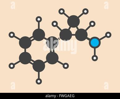 Tranylcypromin antidepressive und angstlösende Medikament Molekül Irreversible Inhibitor des Enzyms Monoamin-Oxidase (MAO) Stockfoto