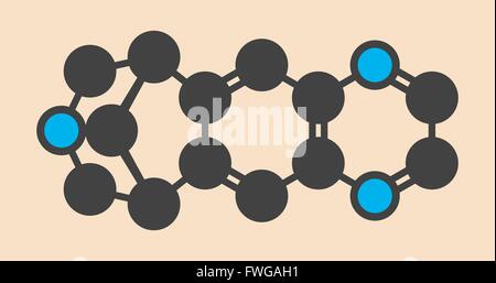 Vareniclin Rauchen aufhören Wirkstoffmolekül stilisierte Skelettformel (chemische Struktur) Atome als gezeigt sind farblich gekennzeichnet Stockfoto