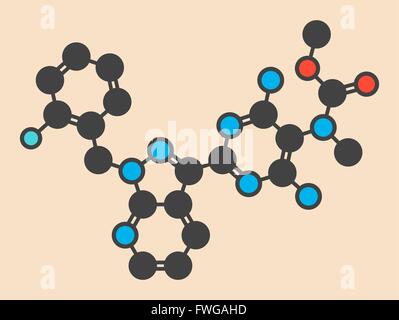 Riociguat pulmonale Hypertonie (PH) Wirkstoffmolekül Stimulator des löslichen Guanylate Cyclase (sGC) stilisiert Skelettformel Stockfoto