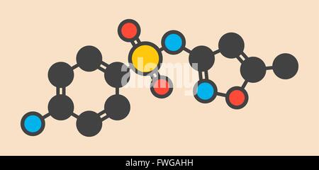 Sulfamethoxazole Antibiotika Wirkstoffmolekül (Sulfonamide Klasse) häufig zur Behandlung von Infektionen der Harnwege stilisierte Skelett Stockfoto