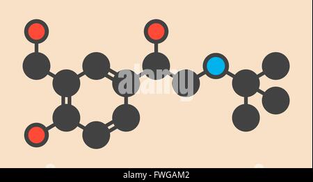 Salbutamol (Albuterol) Asthma Wirkstoffmolekül verabreicht oft über Inhalator stilisierte Skelettformel (chemische Struktur) Atome Stockfoto