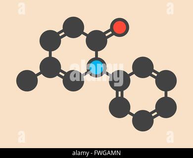 Pirfenidon idiopathischer Lungenfibrose (IPF) Wirkstoffmolekül IPF ist eine seltene Lungenerkrankung stilisierte Skelettformel (chemische Stockfoto