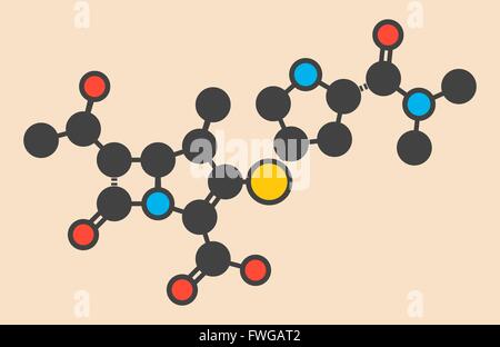 Meropenem Breitspektrum-Antibiotikum (Carbapenem-Klasse) chemische Struktur stilisierte Skelettformel (chemische Struktur) Atome Stockfoto