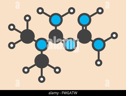 Metformin Diabetes (Biguanide Klasse) Wirkstoffmolekül stilisierte Skelettformel (chemische Struktur) werden Atome als angezeigt. Stockfoto