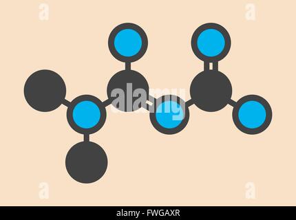 Metformin Diabetes (Biguanide Klasse) Wirkstoffmolekül stilisierte Skelettformel (chemische Struktur) werden Atome als angezeigt. Stockfoto