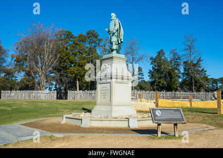 Denkmal von John Smith Gouverneur in der englischen Siedlung Jamestown, Virginia, Vereinigte Staaten von Amerika, Nordamerika Stockfoto