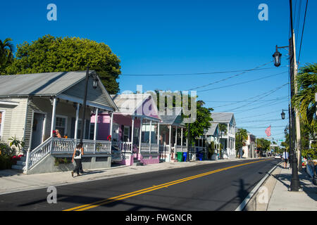 Häusern im Kolonialstil in Key West, Florida, Vereinigte Staaten von Amerika, Nordamerika Stockfoto