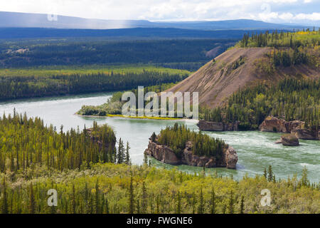 Die Five Finger Rapids und dem Yukon River, Yukon Territorium, Kanada, Nordamerika Stockfoto