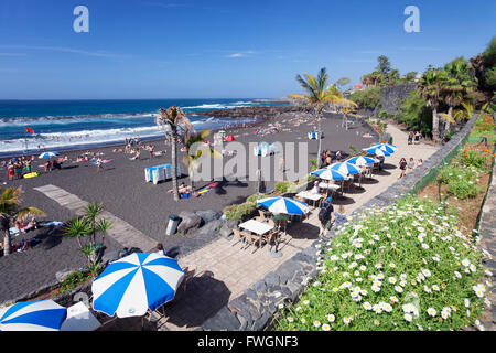 Strand Playa Jardin, Puerto De La Cruz, Teneriffa, Kanarische Inseln, Spanien, Atlantik, Europa Stockfoto