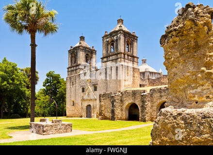 Mission Nuestra Senora de la Purísima Concepción, Mission Concepción, San Antonio, Texas, Vereinigte Staaten von Amerika Stockfoto