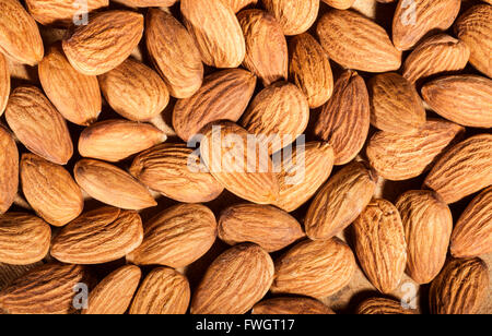 Hintergrund der geschälten Mandeln Closeup. Für Vegetarier. Stockfoto