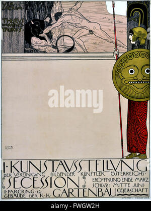 Plakat für die erste Ausstellung der Wiener Secession (Uncensored) 1898 Gustav Klimt 1862-1918 österreichischen symbolistischen Maler der Wiener Secession Bewegung Österreich Stockfoto