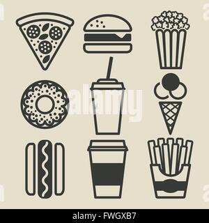 Fast-Food Icons Set - Vektor-Illustration. EPS 8 Stock Vektor