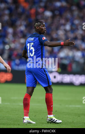 Paul Pogba (FRA), 10. Juni 2016 - Fußball / Fußball: UEFA EURO 2016 Gruppe A Match zwischen Frankreich 2-1 Rumänien im Stade de France in Saint-Denis, Paris, Frankreich. (Foto: Aicfoto/AFLO) Stockfoto