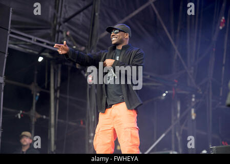 Manchester, UK. 12. Juni 2016. Skepta führt auf der Hauptbühne beim Parklife 2016 präsentiert von The Warehouse-Projekt im Heaton Park, Manchester 05.12.2016 Credit: Gary Mather/Alamy Live News Stockfoto