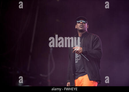 Manchester, UK. 12. Juni 2016. Skepta führt auf der Hauptbühne beim Parklife 2016 präsentiert von The Warehouse-Projekt im Heaton Park, Manchester 05.12.2016 Credit: Gary Mather/Alamy Live News Stockfoto