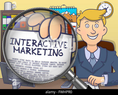 Interaktives Marketing durch Linse. Doodle-Stil. Stockfoto