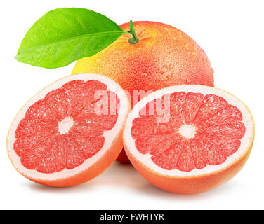 Rosa Grapefruit auf dem weißen Hintergrund isoliert. Stockfoto