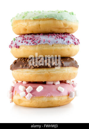 glasierte Donuts isoliert auf weißem Hintergrund. Stockfoto