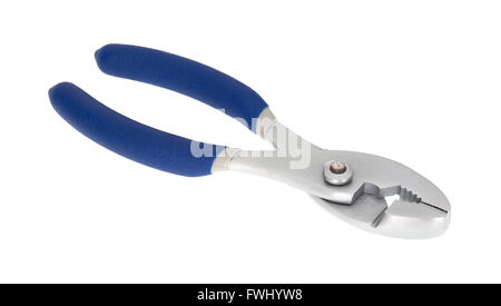 Weichen blauen Griff Grip Zangen isoliert auf einem weißen Hintergrund. Stockfoto